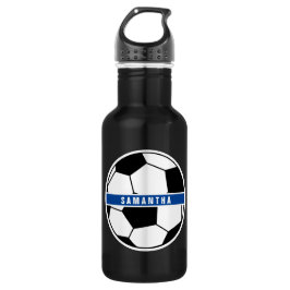 Garrafa Monograma de Futebol Negro Branco e Azul
