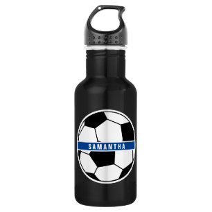 Garrafa Monograma de Futebol Negro Branco e Azul