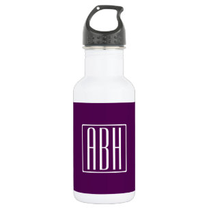 Garrafa Monograma de iniciais Branco no Roxo Fundo
