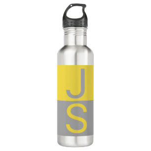 Garrafa Monograma de Iniciais Modernos Amarelo e Cinza