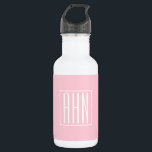 Garrafa Monograma de Iniciais | Rosas claro Brancas<br><div class="desc">Rosa claro suave com seu monograma personalizado...  otimizado e moderno.</div>