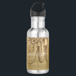 Garrafa Monograma de Lixo Dourado com Glitter Lípter de Ti<br><div class="desc">Beba com estilo com esta garrafa de água de brilho e brilho. Este modelo de design chic apresenta um grande monograma do que com seu nome em um roteiro branco sobre um fundo de textura metálica dourada escovada. Um presente feminino único para aniversário, feriados e qualquer ocasião especial. Projetado apenas...</div>