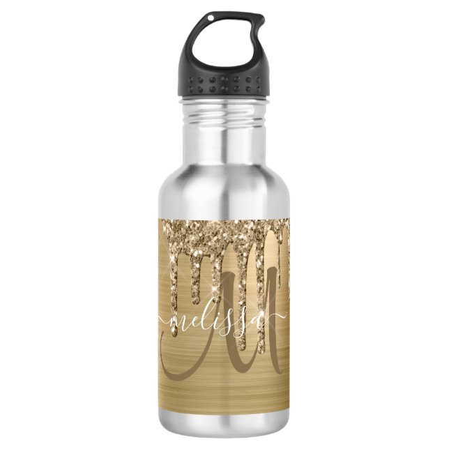 Garrafa Monograma de Lixo Dourado com Glitter Lípter de Ti (Frente)