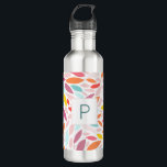 Garrafa Monograma de Pastel de Mosaico Folha Personalizado<br><div class="desc">Um impressão de mosaico lindo e vibrante em pastéis misturado com brilhos em laranja,  rosa,  amarelo e lacrimejo. Personalizado com o Monograma de sua escolha. Faz um presente ou favor maravilhoso.</div>
