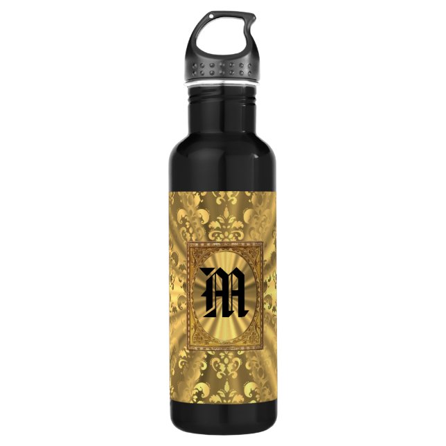 Garrafa monograma Dourado damask (Frente)
