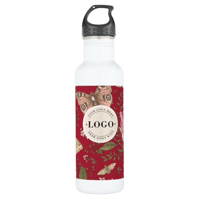 Garrafa Monograma Floral Botânico de Flor Silvestre Modern (Frente)