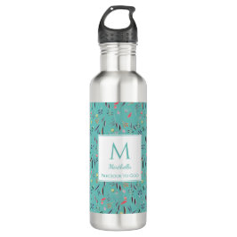 Garrafa Monograma Floral de TEAL CLARO Personalizado