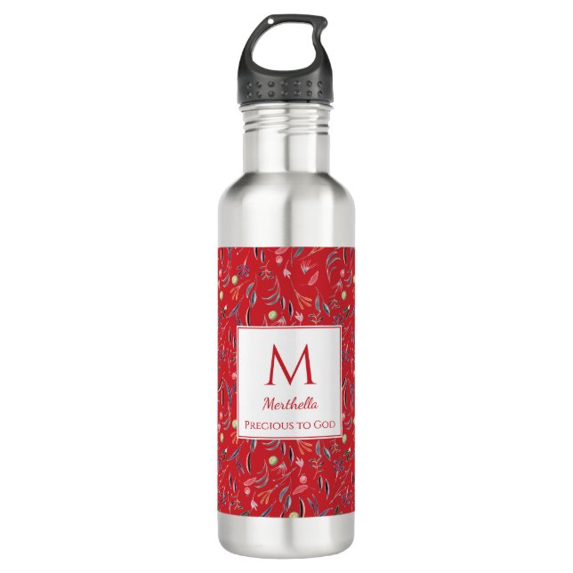 Garrafa Monograma Floral RED Personalizado (Frente)
