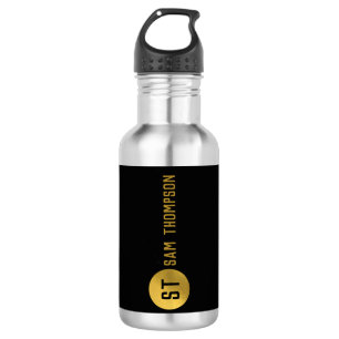 Garrafa Monograma Moderno Personalizado Elegante Preto e D