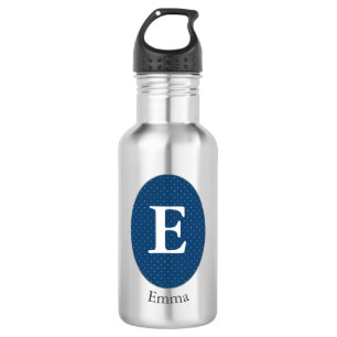 Garrafa Monograma Personalizado Azul Elegante