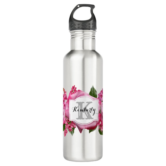 Garrafa Monograma Personalizado - Floral (Frente)
