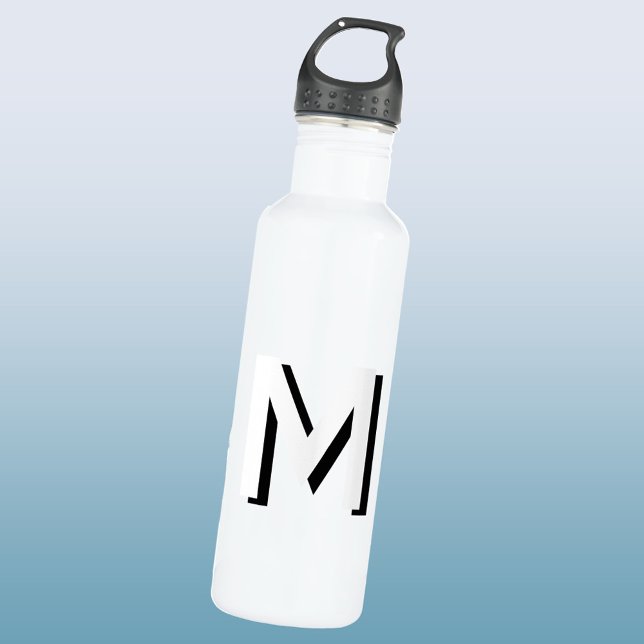 Garrafa Monograma Simples Sombra inicial personalizada (Modern monogram initial drop shadow personalized water bottle)