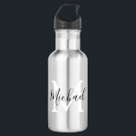 Garrafa Monogramas Personalizados De Volta À Escola<br><div class="desc">Mande seus filhos de volta para a escola com estilo, com essas garrafas de água de monograma na moda. Perfeito para viagens ao parque, praia, esportes e picnics. O frasco apresenta o nome e o nome dos seus filhos, todos os estilos de fonte, tamanho e cor do texto podem ser...</div>
