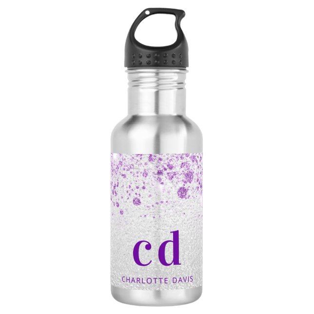 Garrafa Monogramas prateados roxos (Frente)