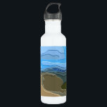 GARRAFA MONTANHAS<br><div class="desc">Um design brilhante e colorido abstrato de uma vista de montanha, com céu azul, rocha e árvores.</div>