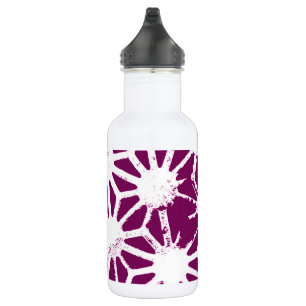 Garrafa Morango e padrão geométrico branco