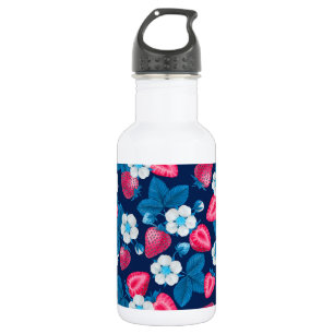Garrafa Morangos cor-de-rosa em azul