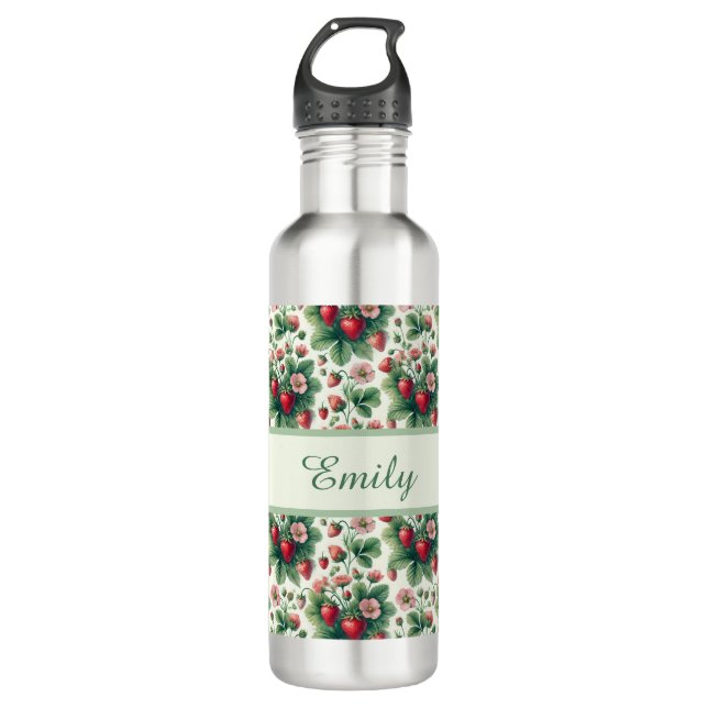 Garrafa Morangos de verão bonitos personalizados (Frente)