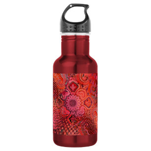 Garrafa Motivo Paisley Simétrico Vermelho Ornamentado