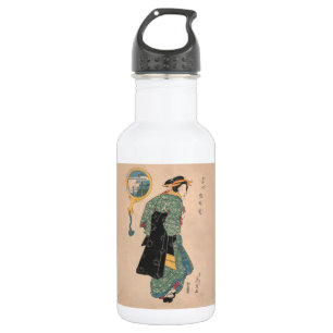 Garrafa Mulher de Quimono Japonês Antigo Ukiyo-e Xilogravu