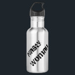 Garrafa Mulher Nojenta, texto negro gracioso em prata<br><div class="desc">Mantenha-se hidratado ao marchar em protestos com uma garrafa de água de aço inoxidável que diz: "Mulher desagradável" em texto preto acinzentado sobre fundo prateado. Para ver a design Nasty Woman em outros itens,  clique no link de loja "Rocklawn Arts" abaixo.</div>