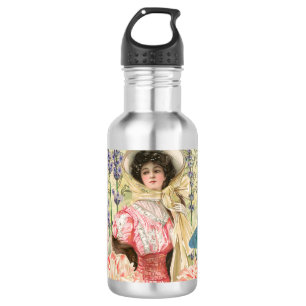 Garrafa Mulher Vitoriana Floral Rosa Regência