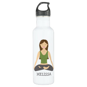 Garrafa Mulher Yoga No Lotus Pose Com Nome Personalizado
