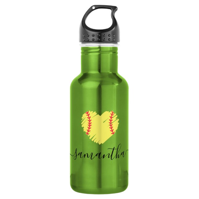 Garrafa Mulheres Personalizadas de Raparigas Softball (Frente)