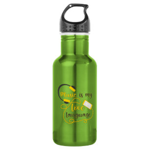 Garrafa Música é minha língua amorosa, frase romântica