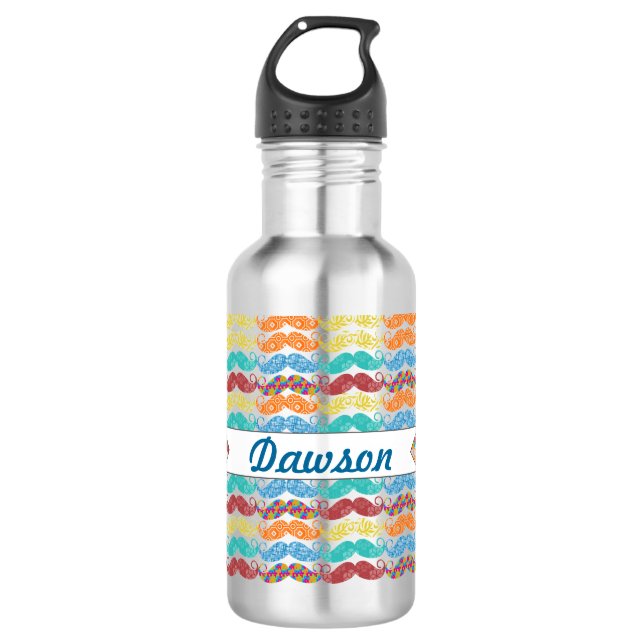 Garrafa Mustache Hipster Vintage Retro (Frente)