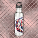 Garrafa Mystical Boho Magic Maroon |<br><div class="desc">Monograma para que você insira seu próprio texto e imagem, este bonitinho Mystical Boho Magic é colorido com texto de marrom em um fundo branco. Garrafa de água de aço inoxidável.</div>