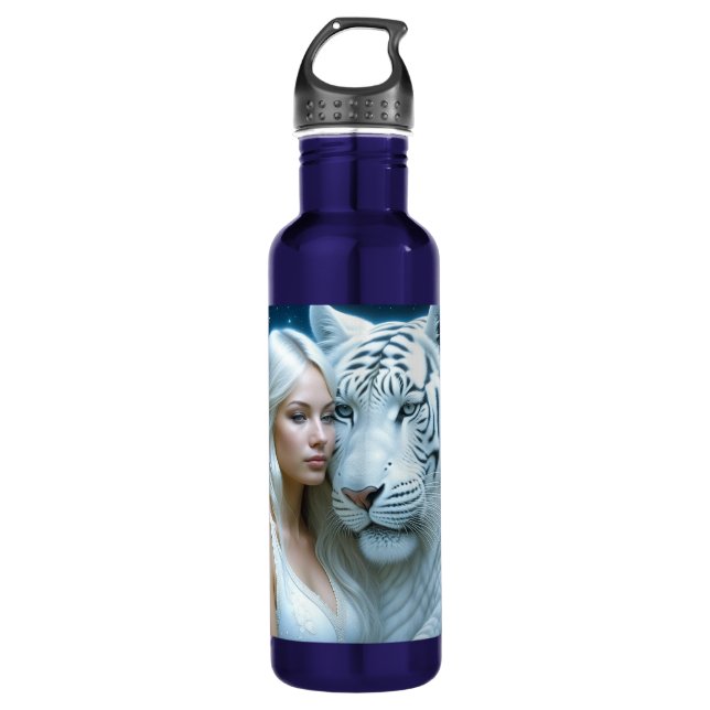 Garrafa Mystical White Tiger e Mulher Personalizada (Frente)