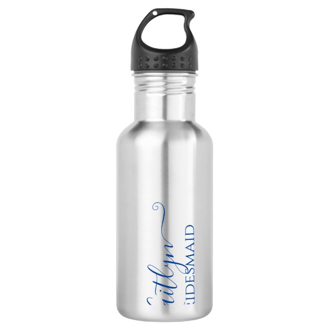 Garrafa Na moda Modern Bridesmaid Gift | Azul personalizad (Frente)