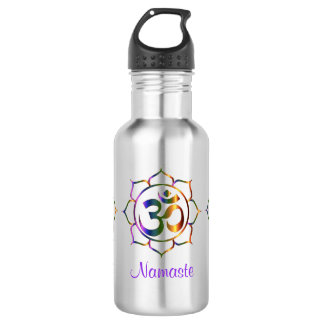 Garrafa Namaste Aum Om & Lotus Prismatic Rainbow
