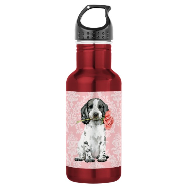 Garrafa Namorados Rosa Inglês Cocker Spaniel Water Bottle (Frente)