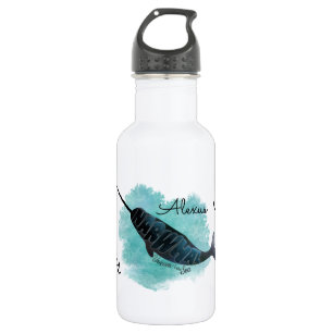 Garrafa Narwhon Watercolor Ocean Heart, Personalizado