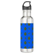 Natal Holly Red Berry Padrão no Azul Festivo