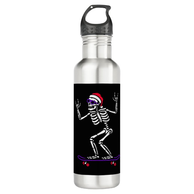 GARRAFA NATAL SKELETON NO SKATEBOARD FUNNY XMAS (Frente)