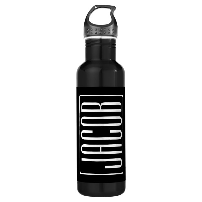 Garrafa Negrito e Moderno Seu Nome ou Palavra | Branco A P (Frente)