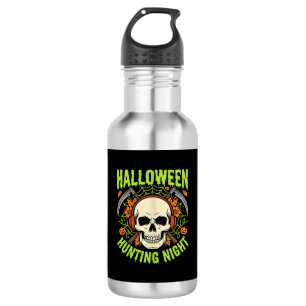 Garrafa Noite de Caça de Halloween Desenho Vetorial Caveir