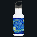 Garrafa Noite estrelado por Van Gogh<br><div class="desc">Vincent van Gogh - noite estrelado pintada na rua Remy,  impressão das belas artes de France em 1889. Esta imagem foi aumentada digital para restaurar as cores corajosas,  brilhantes originais - um perfeito para todo o amante da arte!</div>