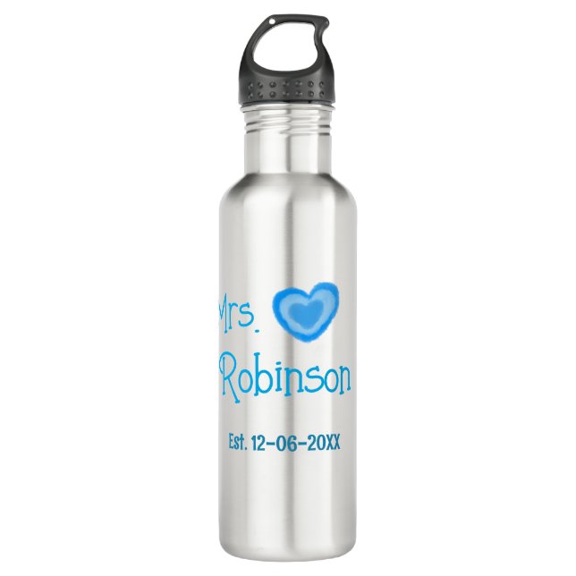Garrafa Noiva para ser Sra adicionar nome data aquarela az (Frente)