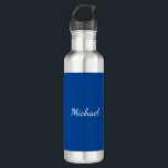 Garrafa Nome da caligrafia profissional única azul<br><div class="desc">Design Extreme minimalista. Eu recomendaria à família e aos amigos. Muito feliz.</div>