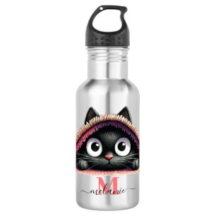Garrafa Nome da Escritura Peek-a-Boo Kitten Monograma Meni