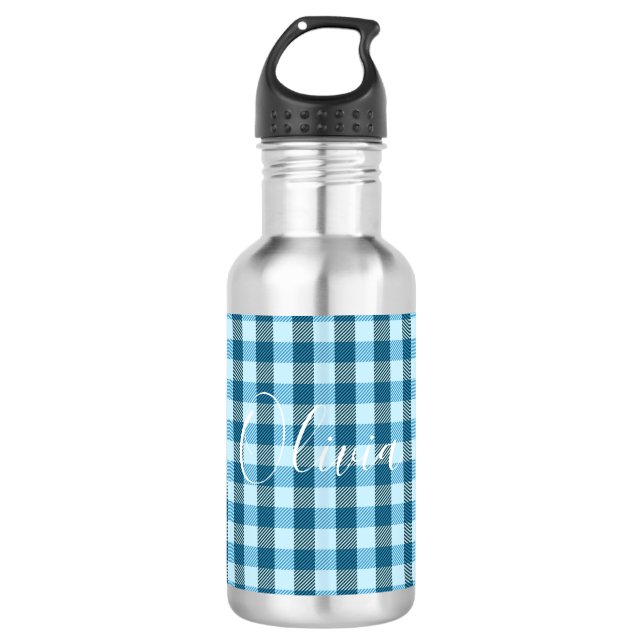 Garrafa Nome da Xadrez Azul (Frente)