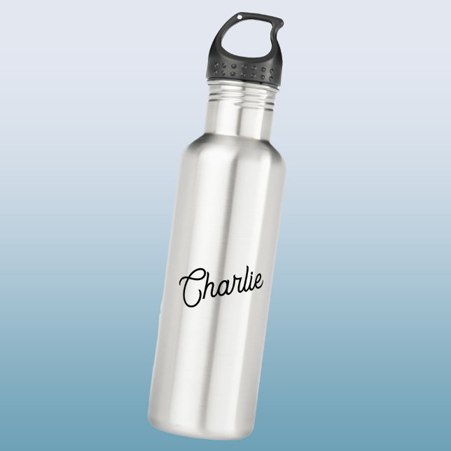 Garrafa Nome de Script Personalizado Moderno (Personalized name modern script font stainless steel water bottle)