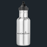 Garrafa Nome de script personalizado preto-branco monogram<br><div class="desc">Escrito preto e branco, bonito e personalizado, designa simples garrafa de água elegante de aço inoxidável. Excelente para crianças e adultos</div>