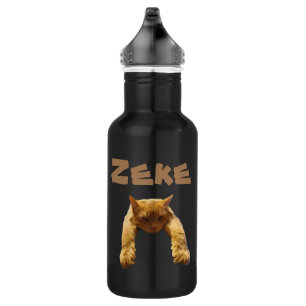 Garrafa Nome De Zeke Com Gato Preguiçoso Engraçado, Garraf