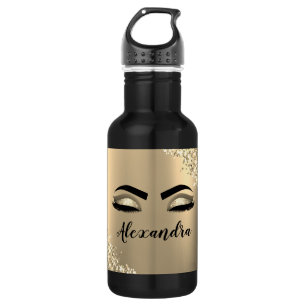 Garrafa Nome do Monograma do Minigráfico Glitter Dourado