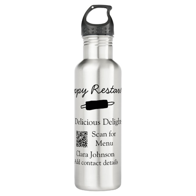 Garrafa Nome do restaurante digitalizar menu QR adicionar  (Frente)